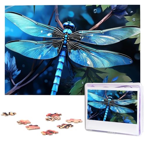 1000-teiliges Puzzle für Erwachsene, herausforderndes Puzzle für Spieleabende, Holzpuzzle, Kunst, blaue Libelle, personalisiertes Holzpuzzle für Familie, Bilderpuzzle, fertige Größe 74,9 x 50 cm 1000-teiliges Puzzle für Erwachsene, herausforderndes Puzzle für Spieleabende, Holzpuzzle, Kunst, blaue Libelle, personalisiertes Holzpuzzle für Familie, Bilderpuzzle, fertige Größe 74,9 x 50 cm von QMNKLET