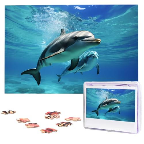 1000-teiliges Puzzle für Erwachsene, herausforderndes Puzzle für Spieleabende, Holzpuzzle, Meeresdelfin, personalisierbar, Holzpuzzle für Familie, Bilderpuzzle, fertige Größe 74,9 x 50 cm 1000-teiliges Puzzle für Erwachsene, herausforderndes Puzzle für Spieleabende, Holzpuzzle, Meeresdelfin, personalisierbar, Holzpuzzle für Familie, Bilderpuzzle, fertige Größe 74,9 x 50 cm von QMNKLET