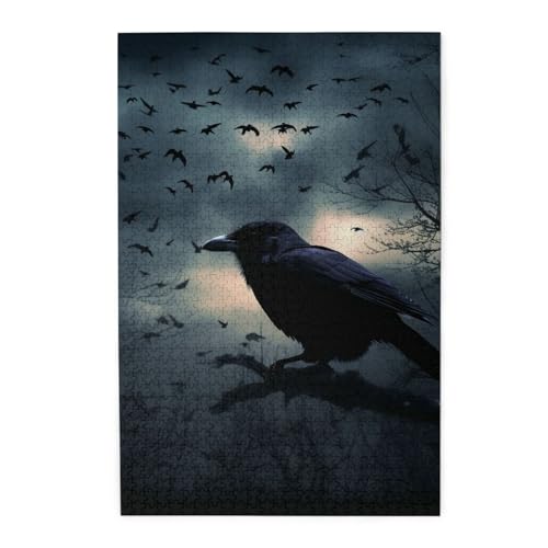 1000-teiliges Puzzle für Erwachsene, herausforderndes Puzzle für Spieleabende, Holzpuzzle, Nachtkrähe, personalisiertes Holzpuzzle für Familie, Bilderpuzzle, fertige Größe 74,9 x 50 cm 1000-teiliges Puzzle für Erwachsene, herausforderndes Puzzle für Spieleabende, Holzpuzzle, Nachtkrähe, personalisiertes Holzpuzzle für Familie, Bilderpuzzle, fertige Größe 74,9 x 50 cm von QMNKLET