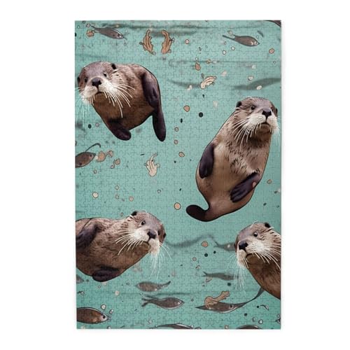 1000-teiliges Puzzle für Erwachsene, herausforderndes Puzzle für Spieleabende, Holzpuzzle, Otter, personalisiertes Holzpuzzle für Familie, Bilderpuzzle, fertige Größe 74,9 x 50 cm 1000-teiliges Puzzle für Erwachsene, herausforderndes Puzzle für Spieleabende, Holzpuzzle, Otter, personalisiertes Holzpuzzle für Familie, Bilderpuzzle, fertige Größe 74,9 x 50 cm von QMNKLET