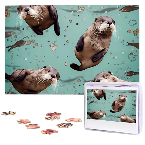 1000-teiliges Puzzle für Erwachsene, herausforderndes Puzzle für Spieleabende, Holzpuzzle, Otter, personalisiertes Holzpuzzle für Familie, Bilderpuzzle, fertige Größe 74,9 x 50 cm 1000-teiliges Puzzle für Erwachsene, herausforderndes Puzzle für Spieleabende, Holzpuzzle, Otter, personalisiertes Holzpuzzle für Familie, Bilderpuzzle, fertige Größe 74,9 x 50 cm von QMNKLET