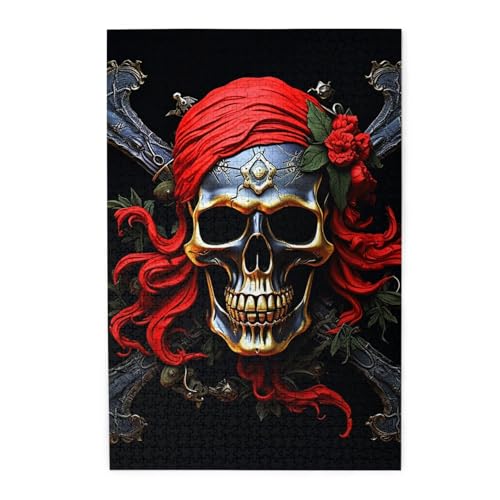 1000-teiliges Puzzle für Erwachsene, herausforderndes Puzzle für Spieleabende, Holzpuzzle, Piratenschädel, personalisierbar, Holzpuzzle für Familie, Bilderpuzzle, fertige Größe 74,9 x 50 cm 1000-teiliges Puzzle für Erwachsene, herausforderndes Puzzle für Spieleabende, Holzpuzzle, Piratenschädel, personalisierbar, Holzpuzzle für Familie, Bilderpuzzle, fertige Größe 74,9 x 50 cm von QMNKLET