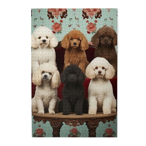 1000-teiliges Puzzle für Erwachsene, herausforderndes Puzzle für Spieleabende, Holzpuzzle, Pudel, Hunde, personalisierbar, Holzpuzzle für Familie, Bilderpuzzle, fertige Größe 74,9 x 50 cm 1000-teiliges Puzzle für Erwachsene, herausforderndes Puzzle für Spieleabende, Holzpuzzle, Pudel, Hunde, personalisierbar, Holzpuzzle für Familie, Bilderpuzzle, fertige Größe 74,9 x 50 cm von QMNKLET