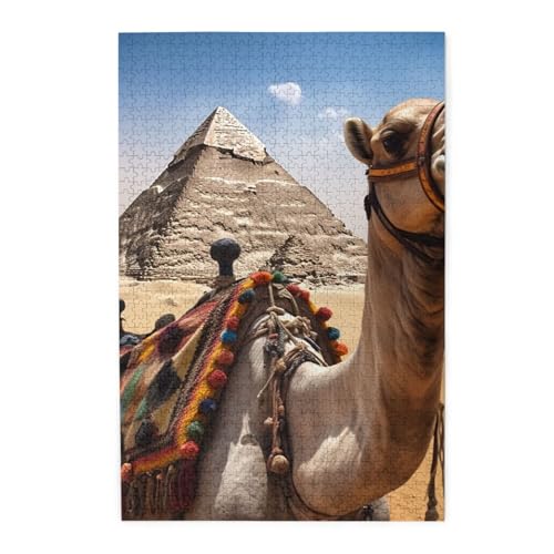 1000-teiliges Puzzle für Erwachsene, herausforderndes Puzzle für Spieleabende, Holzpuzzle, Pyramide, Kamel, personalisierbar, Holzpuzzle für Familie, Bilderpuzzle, fertige Größe 74,9 x 50 cm 1000-teiliges Puzzle für Erwachsene, herausforderndes Puzzle für Spieleabende, Holzpuzzle, Pyramide, Kamel, personalisierbar, Holzpuzzle für Familie, Bilderpuzzle, fertige Größe 74,9 x 50 cm von QMNKLET