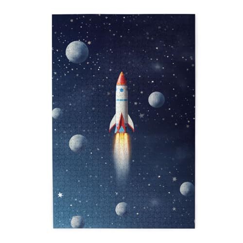 1000-teiliges Puzzle für Erwachsene, herausforderndes Puzzle für Spieleabende, Holzpuzzle, Rakete im Weltraum, personalisiertes Holzpuzzle für Familie, Bilderpuzzle, fertige Größe 74,9 x 50 cm 1000-teiliges Puzzle für Erwachsene, herausforderndes Puzzle für Spieleabende, Holzpuzzle, Rakete im Weltraum, personalisiertes Holzpuzzle für Familie, Bilderpuzzle, fertige Größe 74,9 x 50 cm von QMNKLET