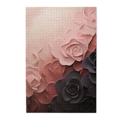 1000-teiliges Puzzle für Erwachsene, herausforderndes Puzzle für Spieleabende, Holzpuzzle, Rosenfarben, Rouge und Schwarz, personalisiertes Holzpuzzle für Familie, Bilderpuzzle, fertige Größe 74,9 x 1000-teiliges Puzzle für Erwachsene, herausforderndes Puzzle für Spieleabende, Holzpuzzle, Rosenfarben, Rouge und Schwarz, personalisiertes Holzpuzzle für Familie, Bilderpuzzle, fertige Größe 74,9 x von QMNKLET