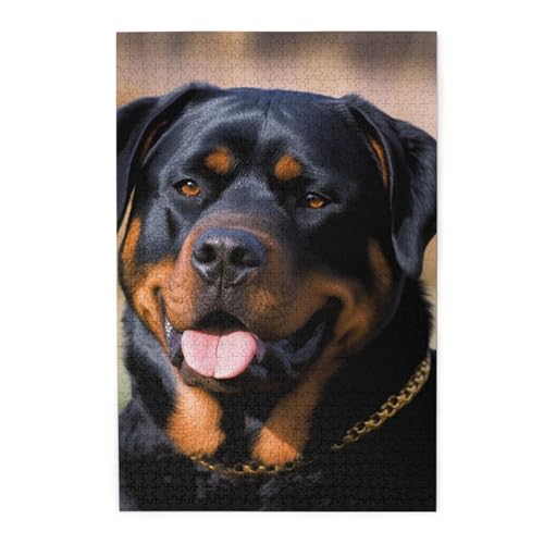 1000-teiliges Puzzle für Erwachsene, herausforderndes Puzzle für Spieleabende, Holzpuzzle, Rottweiler-Hund, personalisiertes Holzpuzzle für Familie, Bilderpuzzle, fertige Größe 74,9 x 50 cm 1000-teiliges Puzzle für Erwachsene, herausforderndes Puzzle für Spieleabende, Holzpuzzle, Rottweiler-Hund, personalisiertes Holzpuzzle für Familie, Bilderpuzzle, fertige Größe 74,9 x 50 cm von QMNKLET