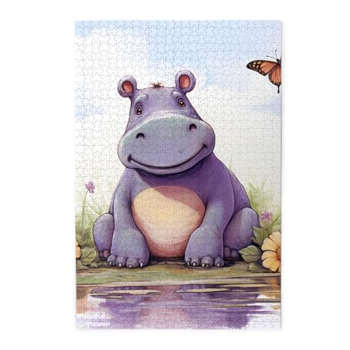 1000-teiliges Puzzle für Erwachsene, herausforderndes Puzzle für Spieleabende, Holzpuzzle, Schmetterling und Nilpferd, personalisiertes Holzpuzzle für Familie, Bilderpuzzle, fertige Größe 74,9 x 50 cm 1000-teiliges Puzzle für Erwachsene, herausforderndes Puzzle für Spieleabende, Holzpuzzle, Schmetterling und Nilpferd, personalisiertes Holzpuzzle für Familie, Bilderpuzzle, fertige Größe 74,9 x 50 cm von QMNKLET