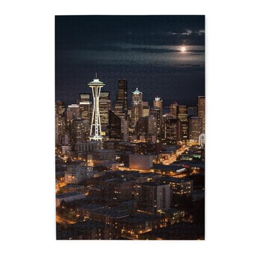 1000-teiliges Puzzle für Erwachsene, herausforderndes Puzzle für Spieleabende, Holzpuzzle, Stadt, Seattle, personalisiertes Holzpuzzle für Familie, Bilderpuzzle, fertige Größe 74,9 x 50 cm 1000-teiliges Puzzle für Erwachsene, herausforderndes Puzzle für Spieleabende, Holzpuzzle, Stadt, Seattle, personalisiertes Holzpuzzle für Familie, Bilderpuzzle, fertige Größe 74,9 x 50 cm von QMNKLET