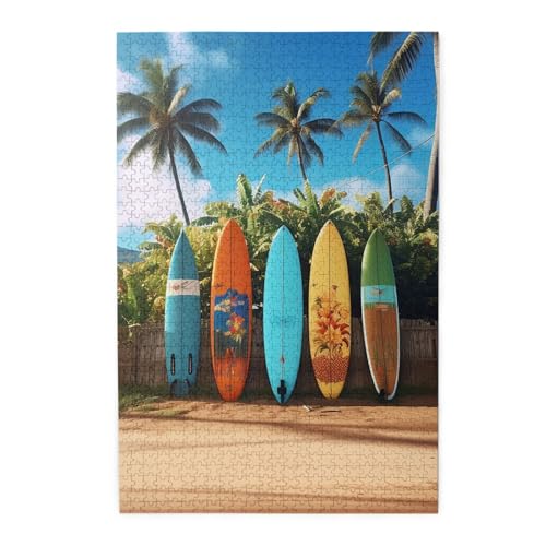 1000-teiliges Puzzle für Erwachsene, herausforderndes Puzzle für Spieleabende, Holzpuzzle, Surfbrett, personalisiertes Holzpuzzle für Familie, Bilderpuzzle, fertige Größe 74,9 x 50 cm 1000-teiliges Puzzle für Erwachsene, herausforderndes Puzzle für Spieleabende, Holzpuzzle, Surfbrett, personalisiertes Holzpuzzle für Familie, Bilderpuzzle, fertige Größe 74,9 x 50 cm von QMNKLET