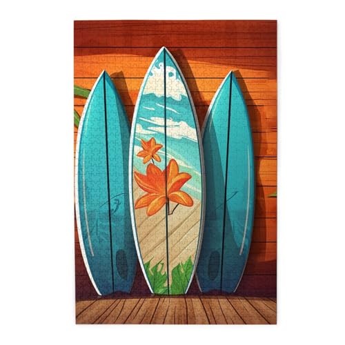 1000-teiliges Puzzle für Erwachsene, herausforderndes Puzzle für Spieleabende, Holzpuzzle, Surfbrett auf Holz, personalisiertes Holzpuzzle für Familie, Bilderpuzzle, fertige Größe 74,9 x 50 cm 1000-teiliges Puzzle für Erwachsene, herausforderndes Puzzle für Spieleabende, Holzpuzzle, Surfbrett auf Holz, personalisiertes Holzpuzzle für Familie, Bilderpuzzle, fertige Größe 74,9 x 50 cm von QMNKLET