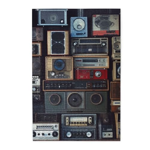 1000-teiliges Puzzle für Erwachsene, herausforderndes Puzzle für Spieleabende, Holzpuzzle, Vintage, Wand der Radio, Boombox, personalisierbar, Holzpuzzle für Familie, Bilderpuzzle, fertige Größe 74,9 1000-teiliges Puzzle für Erwachsene, herausforderndes Puzzle für Spieleabende, Holzpuzzle, Vintage, Wand der Radio, Boombox, personalisierbar, Holzpuzzle für Familie, Bilderpuzzle, fertige Größe 74,9 von QMNKLET