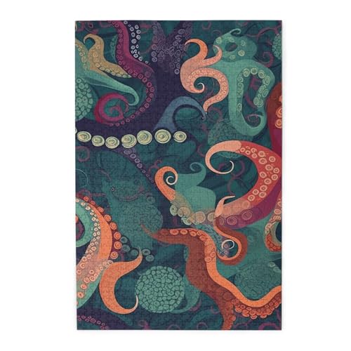 1000-teiliges Puzzle für Erwachsene, herausforderndes Puzzle für Spieleabende, Holzpuzzle, abstraktes Oktopus, personalisierbar, Holzpuzzle für Familie, Bilderpuzzle, fertige Größe 74,9 x 50 cm 1000-teiliges Puzzle für Erwachsene, herausforderndes Puzzle für Spieleabende, Holzpuzzle, abstraktes Oktopus, personalisierbar, Holzpuzzle für Familie, Bilderpuzzle, fertige Größe 74,9 x 50 cm von QMNKLET