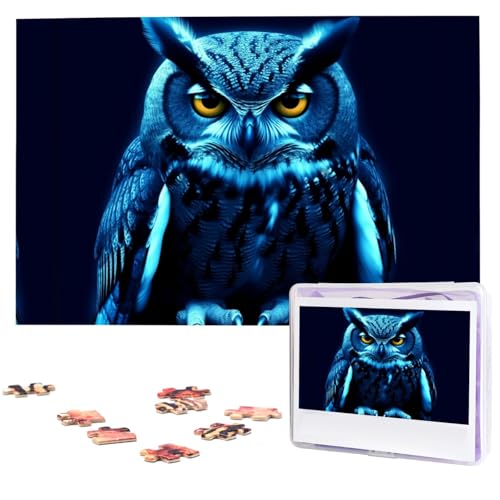 1000-teiliges Puzzle für Erwachsene, herausforderndes Puzzle für Spieleabende, Holzpuzzle, blaue Eule, personalisiertes Holzpuzzle für Familie, Bilderpuzzle, fertige Größe 74,9 x 50 cm 1000-teiliges Puzzle für Erwachsene, herausforderndes Puzzle für Spieleabende, Holzpuzzle, blaue Eule, personalisiertes Holzpuzzle für Familie, Bilderpuzzle, fertige Größe 74,9 x 50 cm von QMNKLET