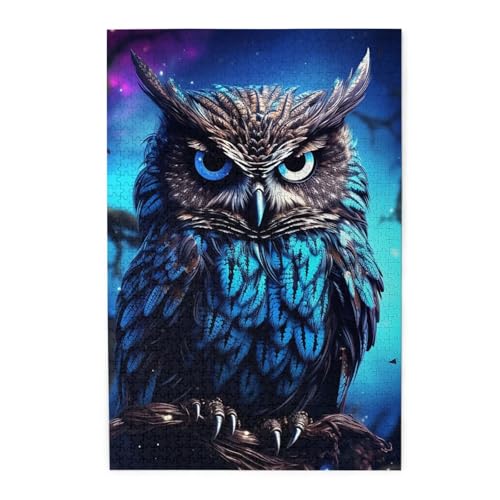 1000-teiliges Puzzle für Erwachsene, herausforderndes Puzzle für Spieleabende, Holzpuzzle, blaue Eule, personalisiertes Holzpuzzle für Familie, Bilderpuzzle, fertige Größe 74,9 x 50 cm 1000-teiliges Puzzle für Erwachsene, herausforderndes Puzzle für Spieleabende, Holzpuzzle, blaue Eule, personalisiertes Holzpuzzle für Familie, Bilderpuzzle, fertige Größe 74,9 x 50 cm von QMNKLET