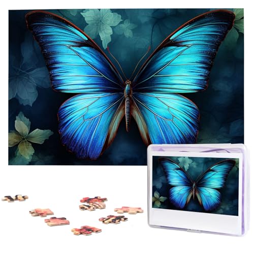 1000-teiliges Puzzle für Erwachsene, herausforderndes Puzzle für Spieleabende, Holzpuzzle, blaues Schmetterlingsmuster, personalisiertes Holzpuzzle für Familie, Bilderpuzzle, fertige Größe 74,9 x 50 1000-teiliges Puzzle für Erwachsene, herausforderndes Puzzle für Spieleabende, Holzpuzzle, blaues Schmetterlingsmuster, personalisiertes Holzpuzzle für Familie, Bilderpuzzle, fertige Größe 74,9 x 50 von QMNKLET