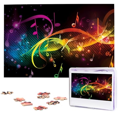 1000-teiliges Puzzle für Erwachsene, herausforderndes Puzzle für Spieleabende, Holzpuzzle, bunte Musiknoten, personalisiertes Holzpuzzle für Familie, Bilderpuzzle, fertige Größe 74,9 x 50 cm 1000-teiliges Puzzle für Erwachsene, herausforderndes Puzzle für Spieleabende, Holzpuzzle, bunte Musiknoten, personalisiertes Holzpuzzle für Familie, Bilderpuzzle, fertige Größe 74,9 x 50 cm von QMNKLET