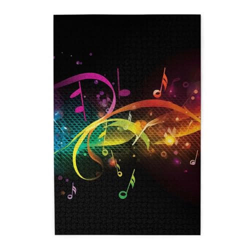 1000-teiliges Puzzle für Erwachsene, herausforderndes Puzzle für Spieleabende, Holzpuzzle, bunte Musiknoten, personalisiertes Holzpuzzle für Familie, Bilderpuzzle, fertige Größe 74,9 x 50 cm 1000-teiliges Puzzle für Erwachsene, herausforderndes Puzzle für Spieleabende, Holzpuzzle, bunte Musiknoten, personalisiertes Holzpuzzle für Familie, Bilderpuzzle, fertige Größe 74,9 x 50 cm von QMNKLET