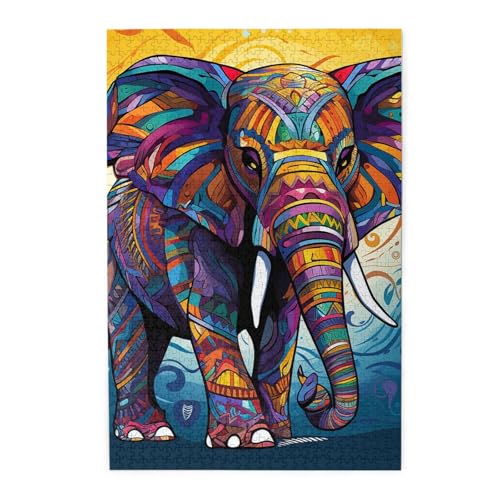 1000-teiliges Puzzle für Erwachsene, herausforderndes Puzzle für Spieleabende, Holzpuzzle, bunter Elefant, personalisierbar, Holzpuzzle für Familie, Bilderpuzzle, fertige Größe 74,9 x 50 cm 1000-teiliges Puzzle für Erwachsene, herausforderndes Puzzle für Spieleabende, Holzpuzzle, bunter Elefant, personalisierbar, Holzpuzzle für Familie, Bilderpuzzle, fertige Größe 74,9 x 50 cm von QMNKLET