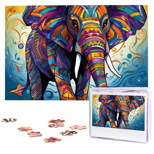 1000-teiliges Puzzle für Erwachsene, herausforderndes Puzzle für Spieleabende, Holzpuzzle, bunter Elefant, personalisierbar, Holzpuzzle für Familie, Bilderpuzzle, fertige Größe 74,9 x 50 cm 1000-teiliges Puzzle für Erwachsene, herausforderndes Puzzle für Spieleabende, Holzpuzzle, bunter Elefant, personalisierbar, Holzpuzzle für Familie, Bilderpuzzle, fertige Größe 74,9 x 50 cm von QMNKLET