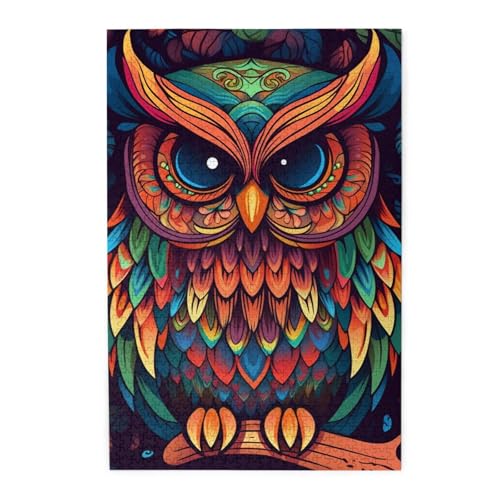 1000-teiliges Puzzle für Erwachsene, herausforderndes Puzzle für Spieleabende, Holzpuzzle, buntes Eulenmuster, personalisiertes Holzpuzzle für Familie, Bilderpuzzle, fertige Größe 74,9 x 50 cm 1000-teiliges Puzzle für Erwachsene, herausforderndes Puzzle für Spieleabende, Holzpuzzle, buntes Eulenmuster, personalisiertes Holzpuzzle für Familie, Bilderpuzzle, fertige Größe 74,9 x 50 cm von QMNKLET