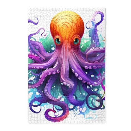 1000-teiliges Puzzle für Erwachsene, herausforderndes Puzzle für Spieleabende, Holzpuzzle, farbenfroher Oktopus, personalisierbar, Holzpuzzle für Familie, Bilderpuzzle, fertige Größe 74,9 x 50 cm 1000-teiliges Puzzle für Erwachsene, herausforderndes Puzzle für Spieleabende, Holzpuzzle, farbenfroher Oktopus, personalisierbar, Holzpuzzle für Familie, Bilderpuzzle, fertige Größe 74,9 x 50 cm von QMNKLET