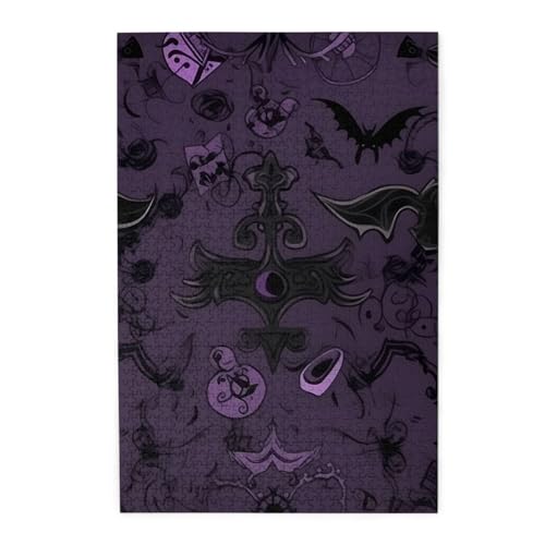 1000-teiliges Puzzle für Erwachsene, herausforderndes Puzzle für Spieleabende, Holzpuzzle, lila, schwarz, Gothic, gruselig, personalisierbar, individuelles Holzpuzzle für Familie, Bilderpuzzle 1000-teiliges Puzzle für Erwachsene, herausforderndes Puzzle für Spieleabende, Holzpuzzle, lila, schwarz, Gothic, gruselig, personalisierbar, individuelles Holzpuzzle für Familie, Bilderpuzzle von QMNKLET