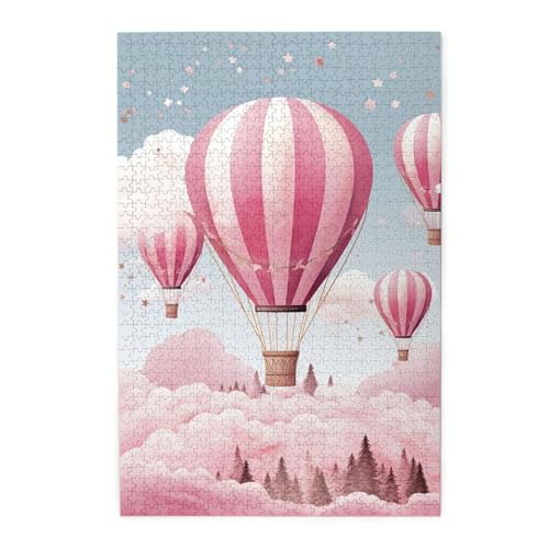 1000-teiliges Puzzle für Erwachsene, herausforderndes Puzzle für Spieleabende, Holzpuzzle, rosa Heißluftballon, personalisierbar, Holzpuzzle für Familie, Bilderpuzzle, fertige Größe 74,9 x 50 cm 1000-teiliges Puzzle für Erwachsene, herausforderndes Puzzle für Spieleabende, Holzpuzzle, rosa Heißluftballon, personalisierbar, Holzpuzzle für Familie, Bilderpuzzle, fertige Größe 74,9 x 50 cm von QMNKLET