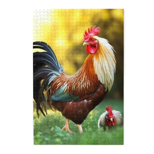 1000-teiliges Puzzle für Erwachsene, herausforderndes Puzzle für Spieleabende, Holzpuzzle, schöner Hahn und Henne, personalisiertes Holzpuzzle für Familie, Bilderpuzzle, fertige Größe 74,9 x 50 cm 1000-teiliges Puzzle für Erwachsene, herausforderndes Puzzle für Spieleabende, Holzpuzzle, schöner Hahn und Henne, personalisiertes Holzpuzzle für Familie, Bilderpuzzle, fertige Größe 74,9 x 50 cm von QMNKLET