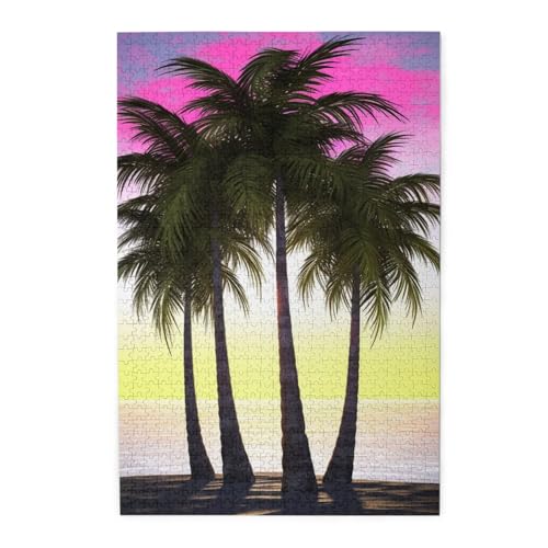 1000-teiliges Puzzle für Erwachsene, herausforderndes Puzzle für Spieleabende, Holzpuzzle, tropische Palme, personalisierbar, Holzpuzzle für Familie, Bilderpuzzle, fertige Größe 74,9 x 50 cm 1000-teiliges Puzzle für Erwachsene, herausforderndes Puzzle für Spieleabende, Holzpuzzle, tropische Palme, personalisierbar, Holzpuzzle für Familie, Bilderpuzzle, fertige Größe 74,9 x 50 cm von QMNKLET