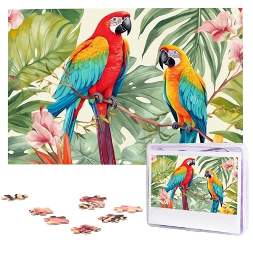 1000-teiliges Puzzle für Erwachsene, herausforderndes Puzzle für Spieleabende, Holzpuzzle, tropische Pflanzen und Papageien, personalisiertes Holzpuzzle für Familie, Bilderpuzzle, fertige Größe 74,9 x 1000-teiliges Puzzle für Erwachsene, herausforderndes Puzzle für Spieleabende, Holzpuzzle, tropische Pflanzen und Papageien, personalisiertes Holzpuzzle für Familie, Bilderpuzzle, fertige Größe 74,9 x von QMNKLET