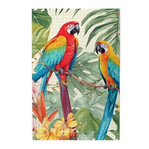1000-teiliges Puzzle für Erwachsene, herausforderndes Puzzle für Spieleabende, Holzpuzzle, tropische Pflanzen und Papageien, personalisiertes Holzpuzzle für Familie, Bilderpuzzle, fertige Größe 74,9 x 1000-teiliges Puzzle für Erwachsene, herausforderndes Puzzle für Spieleabende, Holzpuzzle, tropische Pflanzen und Papageien, personalisiertes Holzpuzzle für Familie, Bilderpuzzle, fertige Größe 74,9 x von QMNKLET