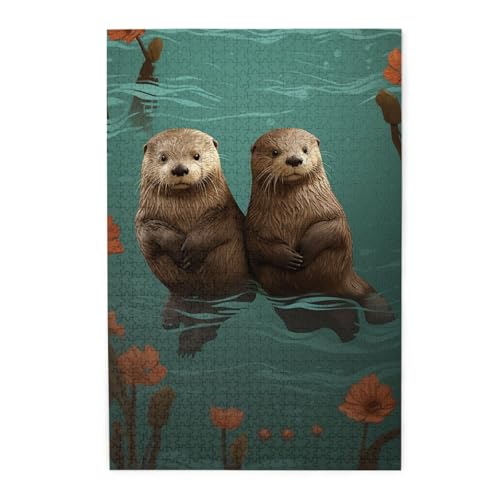 1000-teiliges Puzzle für Erwachsene, herausforderndes Puzzle für Spieleabende, Holzpuzzle, verliebte Otter, personalisierbares Holzpuzzle für Familie, Bilderpuzzle, fertige Größe 74,9 x 50 cm 1000-teiliges Puzzle für Erwachsene, herausforderndes Puzzle für Spieleabende, Holzpuzzle, verliebte Otter, personalisierbares Holzpuzzle für Familie, Bilderpuzzle, fertige Größe 74,9 x 50 cm von QMNKLET