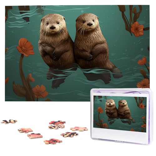 1000-teiliges Puzzle für Erwachsene, herausforderndes Puzzle für Spieleabende, Holzpuzzle, verliebte Otter, personalisierbares Holzpuzzle für Familie, Bilderpuzzle, fertige Größe 74,9 x 50 cm 1000-teiliges Puzzle für Erwachsene, herausforderndes Puzzle für Spieleabende, Holzpuzzle, verliebte Otter, personalisierbares Holzpuzzle für Familie, Bilderpuzzle, fertige Größe 74,9 x 50 cm von QMNKLET