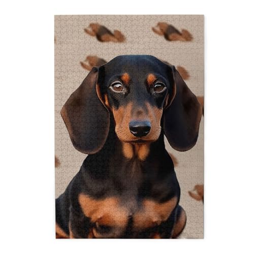 1000-teiliges Puzzle für Erwachsene, herausforderndes Puzzle für Spieleabende, Holzpuzzle Dackel, Hund, personalisiertes Holzpuzzle für Familie, Bilderpuzzle, fertige Größe 74,9 x 50 cm 1000-teiliges Puzzle für Erwachsene, herausforderndes Puzzle für Spieleabende, Holzpuzzle Dackel, Hund, personalisiertes Holzpuzzle für Familie, Bilderpuzzle, fertige Größe 74,9 x 50 cm von QMNKLET