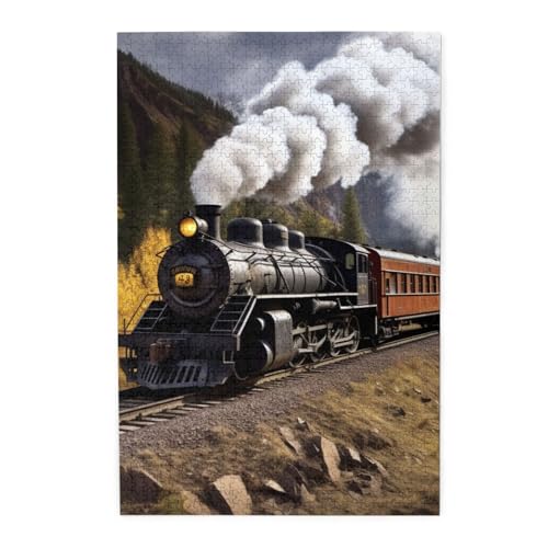 1000-teiliges Puzzle für Erwachsene, herausforderndes Puzzle für Spieleabende, Holzpuzzle Dampflokomotive, Zug, personalisiertes Holzpuzzle für Familie, Bilderpuzzle, fertige Größe 74,9 x 50 cm 1000-teiliges Puzzle für Erwachsene, herausforderndes Puzzle für Spieleabende, Holzpuzzle Dampflokomotive, Zug, personalisiertes Holzpuzzle für Familie, Bilderpuzzle, fertige Größe 74,9 x 50 cm von QMNKLET