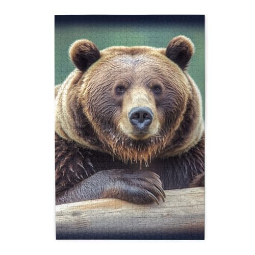 1000-teiliges Puzzle für Erwachsene, herausforderndes Puzzle für Spieleabende, Holzpuzzle Grizzlybär, personalisiertes Holzpuzzle für Familie, Bilderpuzzle, fertige Größe 74,9 x 50 cm 1000-teiliges Puzzle für Erwachsene, herausforderndes Puzzle für Spieleabende, Holzpuzzle Grizzlybär, personalisiertes Holzpuzzle für Familie, Bilderpuzzle, fertige Größe 74,9 x 50 cm von QMNKLET