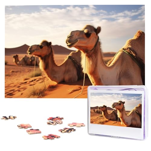 1000-teiliges Puzzle für Erwachsene, herausforderndes Puzzle für Spieleabende, Holzpuzzle Kamelruhe, Wüste, personalisiertes, individuelles Holzpuzzle für Familie, Bilderpuzzle, fertige Größe 74,9 x 1000-teiliges Puzzle für Erwachsene, herausforderndes Puzzle für Spieleabende, Holzpuzzle Kamelruhe, Wüste, personalisiertes, individuelles Holzpuzzle für Familie, Bilderpuzzle, fertige Größe 74,9 x von QMNKLET