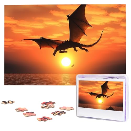 1000-teiliges Puzzle für Erwachsene, herausforderndes Puzzle für Spieleabende, Holzpuzzle Meer, Sonnenuntergang, fliegender Drache, personalisierbares Holzpuzzle für Familie, Bilderpuzzle, fertige 1000-teiliges Puzzle für Erwachsene, herausforderndes Puzzle für Spieleabende, Holzpuzzle Meer, Sonnenuntergang, fliegender Drache, personalisierbares Holzpuzzle für Familie, Bilderpuzzle, fertige von QMNKLET