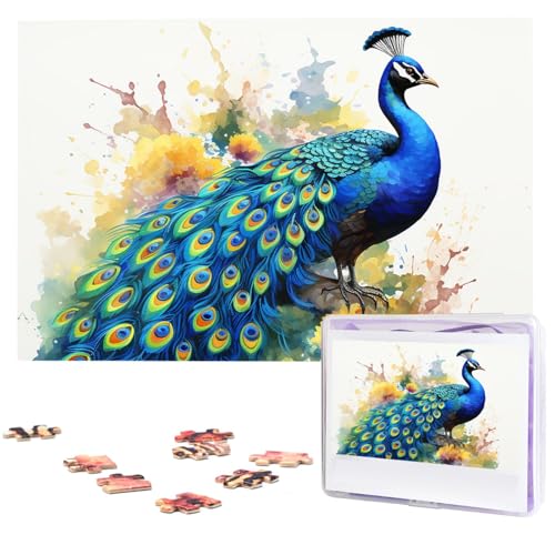 1000-teiliges Puzzle für Erwachsene, herausforderndes Puzzle für Spieleabende, Holzpuzzle Pfau, Aquarellmalerei, personalisiertes Holzpuzzle für Familie, Bilderpuzzle, fertige Größe 74,9 x 50 cm 1000-teiliges Puzzle für Erwachsene, herausforderndes Puzzle für Spieleabende, Holzpuzzle Pfau, Aquarellmalerei, personalisiertes Holzpuzzle für Familie, Bilderpuzzle, fertige Größe 74,9 x 50 cm von QMNKLET