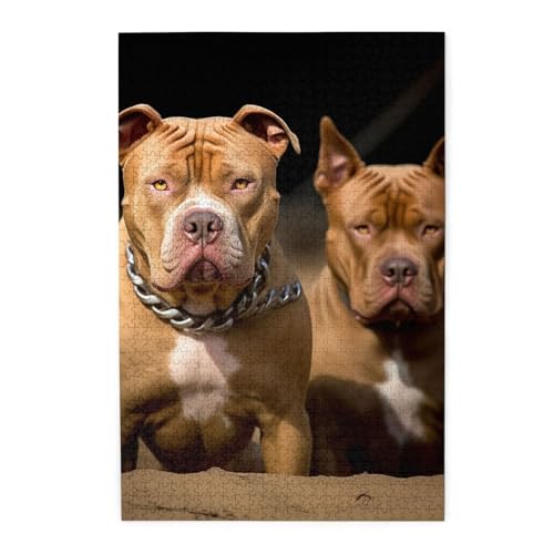 1000-teiliges Puzzle für Erwachsene, herausforderndes Puzzle für Spieleabende, Holzpuzzle Pitbull-Hunde, personalisiertes Holzpuzzle für Familie, Bilderpuzzle, fertige Größe 74,9 x 50 cm 1000-teiliges Puzzle für Erwachsene, herausforderndes Puzzle für Spieleabende, Holzpuzzle Pitbull-Hunde, personalisiertes Holzpuzzle für Familie, Bilderpuzzle, fertige Größe 74,9 x 50 cm von QMNKLET