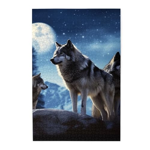 1000-teiliges Puzzle für Erwachsene, herausforderndes Puzzle für Spieleabende, Holzpuzzle Wölfe, personalisierbar, Holzpuzzle für Familie, Bilderpuzzle, fertige Größe 74,9 x 50 cm 1000-teiliges Puzzle für Erwachsene, herausforderndes Puzzle für Spieleabende, Holzpuzzle Wölfe, personalisierbar, Holzpuzzle für Familie, Bilderpuzzle, fertige Größe 74,9 x 50 cm von QMNKLET