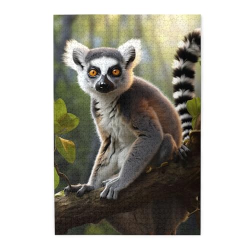 1000-teiliges Puzzle für Erwachsene, herausforderndes Puzzle für Spieleabende, Holzpuzzle mit Ringschwanz, Lemur, personalisierbares Holzpuzzle für Familie, Bilderpuzzle, fertige Größe 74,9 x 50 cm 1000-teiliges Puzzle für Erwachsene, herausforderndes Puzzle für Spieleabende, Holzpuzzle mit Ringschwanz, Lemur, personalisierbares Holzpuzzle für Familie, Bilderpuzzle, fertige Größe 74,9 x 50 cm von QMNKLET
