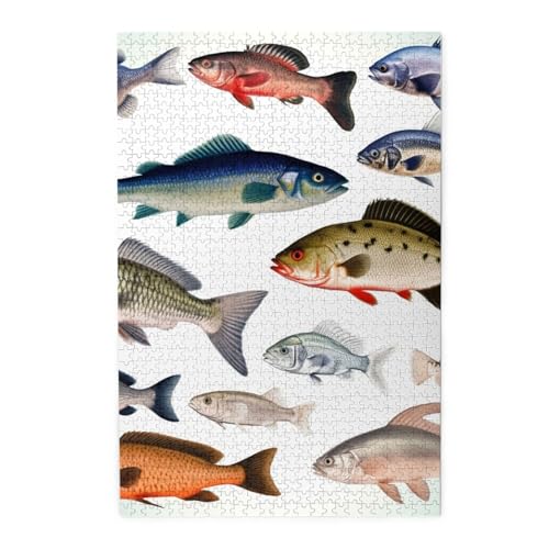 1000-teiliges Puzzle für Erwachsene, herausforderndes Puzzle für Spieleabende, Holzpuzzle mit verschiedenen Fischen, personalisiertes Holzpuzzle für Familie, Bilderpuzzle, fertige Größe 74,9 x 50 cm 1000-teiliges Puzzle für Erwachsene, herausforderndes Puzzle für Spieleabende, Holzpuzzle mit verschiedenen Fischen, personalisiertes Holzpuzzle für Familie, Bilderpuzzle, fertige Größe 74,9 x 50 cm von QMNKLET