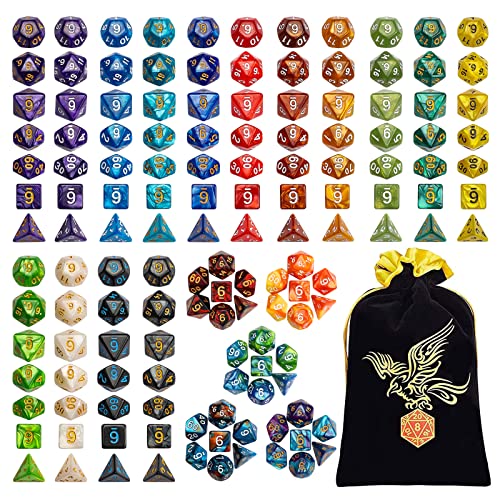QMAY DND Dice Set, 140PCS Polyhedral Game Dice, 20 Color Colors DND Dice Role Playing Dice Complete with for Dungeon and Dragons RPG MTG Table Games Dice D4 D8 D10 D12 D20 QMAY DND Dice Set, 140PCS Polyhedral Game Dice, 20 Color Colors DND Dice Role Playing Dice Complete with for Dungeon and Dragons RPG MTG Table Games Dice D4 D8 D10 D12 D20 von QMay