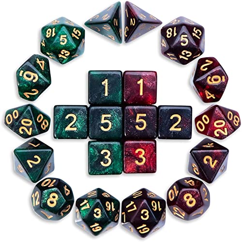 QMAY DND-Würfel-Sets – 2 x 11 polyedrische Würfel (22 Stück) für Dungeons and Dragons, Rollenspiel-Tischspiel. von QMay