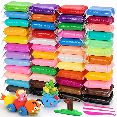 QMAY Modelliermasse Lufttrocknend, 48 Farben Lufttrocknender Ton Magischer Knete, Modelliermasse für Kinder, Geschenk für Jungen und Mädchen im Alter von 3-12 Jahren QMAY Modelliermasse Lufttrocknend, 48 Farben Lufttrocknender Ton Magischer Knete, Modelliermasse für Kinder, Geschenk für Jungen und Mädchen im Alter von 3-12 Jahren von QMay