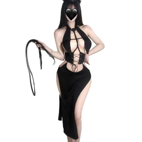 QNCLO Damen Cosplay Nonne Bühnenaufführung Kostüm Halloween Dunkle Gothic Stil Unterwäsche (Black3) von QNCLO