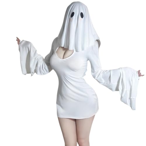 QNCLO Damen Cosplay Nonne Bühnenaufführung Kostüm Halloween Dunkle Gothic Stil Unterwäsche (Weiß1) von QNCLO