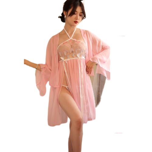 QNCLO Frauen Cosplay Japanische Anime Geisha Kleid Unterwäsche Chinesischen Stil Tänzerin Sexy Kleidung (Rosa) von QNCLO